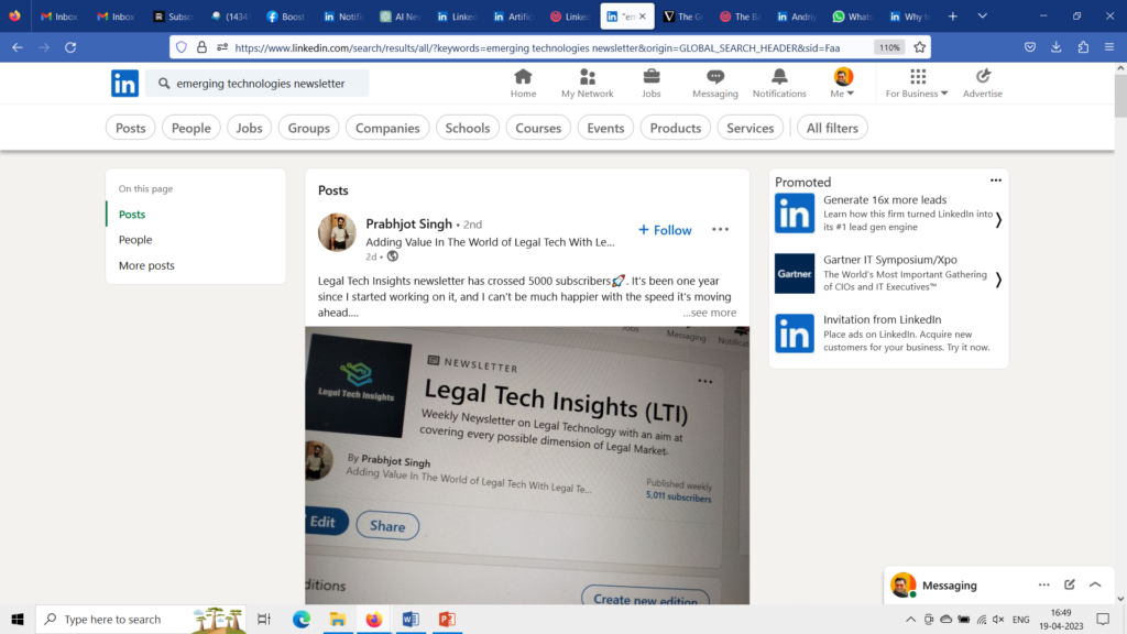 Linkedin Search bar with no filter for Newsletters
