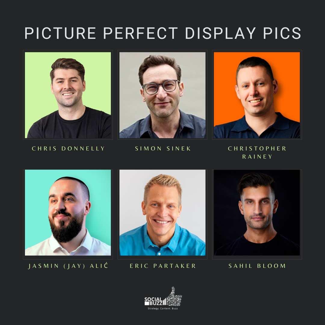 The perfect Display Pic references of Chris Donnelly, Simon Sinek, Christopher Rainey, Jasmin Alic, Eric Partaker, Sahil Bloom