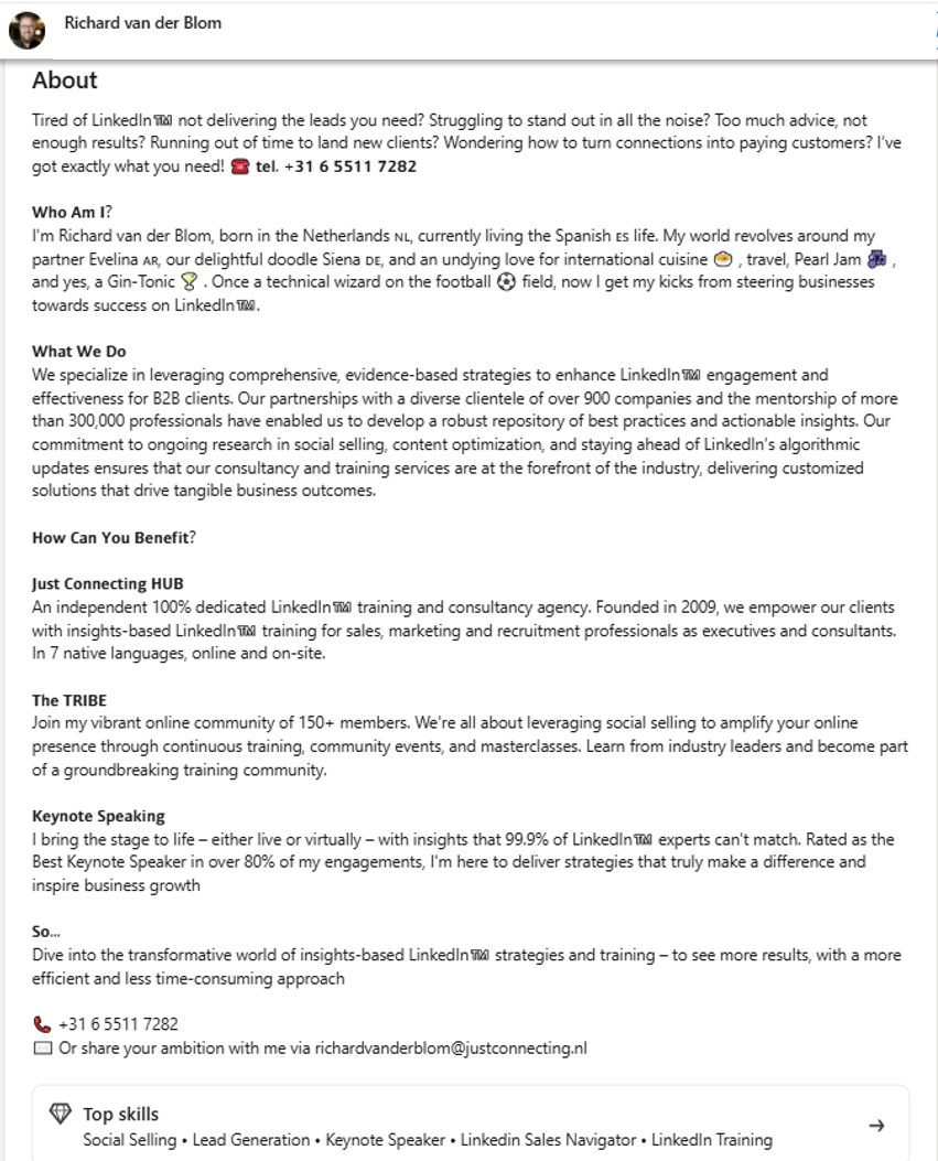 Richard Van der Blom describes himself and what he does in the most appropriate manner. 