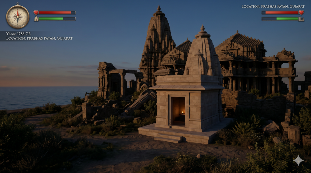 Imagining the modest and rebuilt Somnath Temple in 1783 in Metaverse